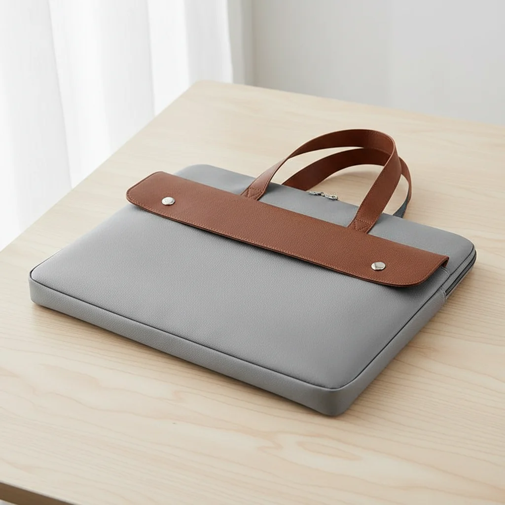 Sacoche Ordinateur 15.6 Pouces Gris Minimaliste - Vue 2 - Sacoche Ordinateur