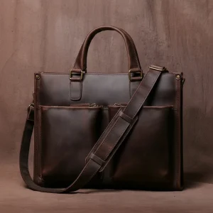 Sacoche Ordinateur Cuir Marron 15 Pouces Business - Vue 1 - Sacoche Ordinateur