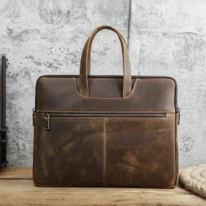 Sacoche Ordinateur Cuir Marron Homme 15 Pouces - Vue 1 - Sacoche Ordinateur