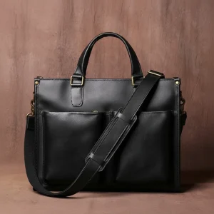 Sacoche Ordinateur Cuir Noir 15 Pouces Business - Vue 1 - Sacoche Ordinateur