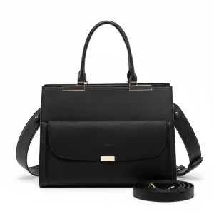 Sacoche Ordinateur Femme 13 Pouces Simili Cuir Noir - Vue 1 - Sacoche Ordinateur