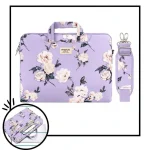 Sacoche Ordinateur Femme 14 Pouces Lila Fleurie - Vue 1 - Sacoche Ordinateur