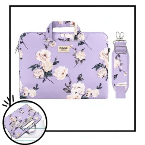 Sacoche Ordinateur Femme 14 Pouces Lila Fleurie - Vue 1 - Sacoche Ordinateur