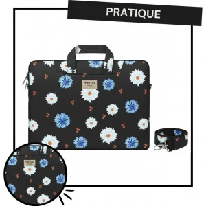 Sacoche Ordinateur Femme 15.6 Pouces Fleurie Imperméable - Vue 1 - Sacoche Ordinateur