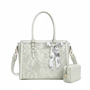 Sacoche Ordinateur Femme 15 Pouces Blanc Floral - Vue 1 - Sacoche Ordinateur