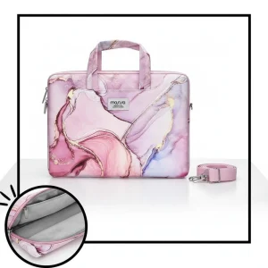 Sacoche Ordinateur Femme 15 Pouces Marbre Rose - Vue 1 - Sacoche Ordinateur