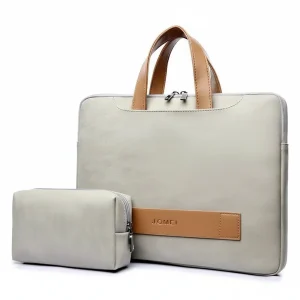 Sacoche Ordinateur Femme Beige et Grise 15 Pouces - Vue 1 - Sacoche Ordinateur