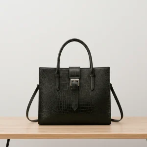 Sacoche Ordinateur Femme Croco Noir 16 Pouces - Vue 1 - Sacoche Ordinateur