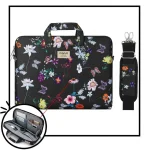 Sacoche Ordinateur Femme Noire Motifs Floraux - Vue 1 - Sacoche Ordinateur