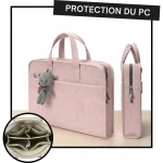 Sacoche Ordinateur Femme Rose Poudré 15 Pouces - Vue 1 - Sacoche Ordinateur