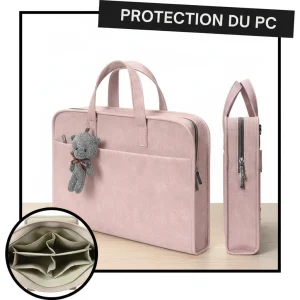 Sacoche Ordinateur Femme Rose Poudré 15 Pouces - Vue 1 - Sacoche Ordinateur