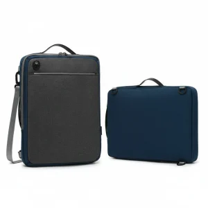 Sacoche Ordinateur Homme Grise et Bleue 15 Pouces - Vue 1 - Sacoche Ordinateur
