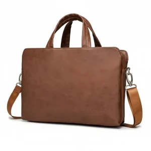 Sacoche Ordinateur Marron Cuir Vegan 15 Pouces - Vue 1 - Sacoche Ordinateur